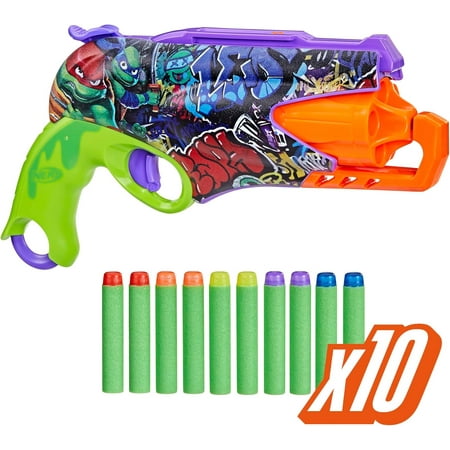 Teenage Mutant Ninja Turtles Blaster, 10 Elite Darts, Toy Foam Blasters, Ages 8 and Up