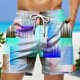 thumbnail image 3 of Pantalones cortos para hombre, pantalones cortos de baño, bañadores, cordón, rayas, gráficos geométricos, secado rápido, pantalones cortos, informales, vacaciones, hawaianos, microelásticos, 3 of 4