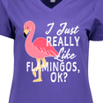 thumbnail image 4 of Inktastic I Just Really Like Flamingos Ok with Pink Flamingo Women's V-Neck T-Shirt, 4 of 5