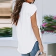 thumbnail image 6 of Fesfesfes Loose Fitting Tops for Women's Summer Casual Short Sleeve Blouse Button Solid Color Turndown Collar T-Shirt Tops 8(L), 6 of 8
