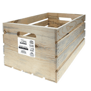 Leisure Arts Good Wood Wooden Crate, wood crate unfinished, wood crates for display, wood crates for storage, wooden crates unfinished, Rustic, 18" x 12.5" x 9.5"
