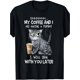 thumbnail image 1 of 1pc Funny Coffee Cat Print T-Shirt for Men, 100% Cotton Fabric, Crew Neck, Short Sleeve, Regular Fit, Weekend Casual Wear, All-Season Casual Wear, 1 of 6