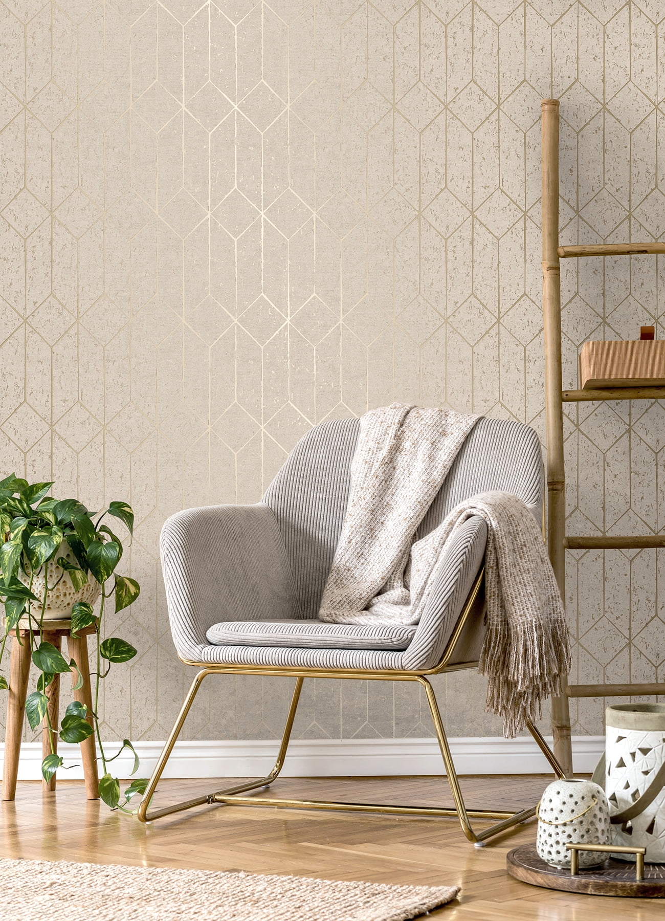 Advantage Hayden Bone Concrete Trellis Wallpaper