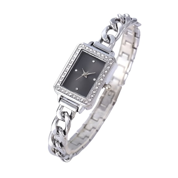 DESIGNICE Women Quartz Watches Wrist Chain Strap Square Watch Easy Read Dial Classical Office Ladies Fashion Dress Up Adjustable Stainless Steel Black