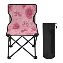 600D Oxford Camping Chair Portable Foldable Chair Supports 220 lbs for Picnic, Fishing, Backpacking Roses and Bows Pattern