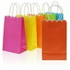 24 Pack Medium Neon Kraft Paper Gift Bags w/ Handle for 80s Themed Party, 5.5x9"