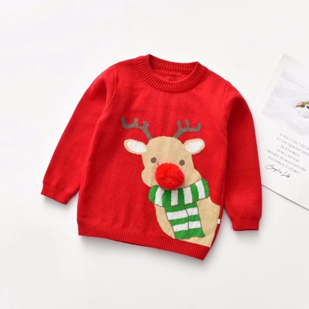 

THE WILD Infant Kids Baby Girls Boys Christmas Deer Knit Pullover Sweater Tops