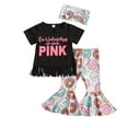 thumbnail image 4 of Douhoow 1-6Y Toddler Girl Short Sleeve Tassel T-Shirts Donuts Printed Flare Pants 2Pcs Clothes Set, 4 of 7