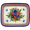 thumbnail image 2 of Blue Rose Polish Pottery Floral Butterfly Large Rectangular Baker, 2 of 6