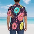 thumbnail image 6 of Balery Donuts1 Print Men's Hawaiian Shirts Short Sleeve Beach Shirt Relaxed Fit Vacation Button Down Shirts-Small, 6 of 9