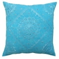 thumbnail image 2 of Stylo Culture Indian Settee Sofa Throw Pillow Covers 24 x 24 Big Hand Embroidered Turquoise Bohemian 60x60 cm Home Decor Cotton Mirrored Square Cushion Covers | Set Of 2, 2 of 4