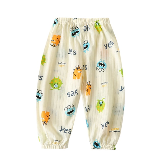 Odeerbi 1-6 Años Niños Niñas Pantalones de Chándal de Algodón de Impresión Lindo Entrenamiento Atlético Deportes Jogger Pantalones Verano Transpirable Suelta Joggers