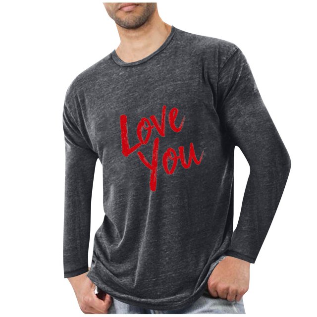 Lovzfmll Haut de Pyjama Athlétique à Manches Longues Col Rond pour Hommes Imprimé Cœur Gris, m