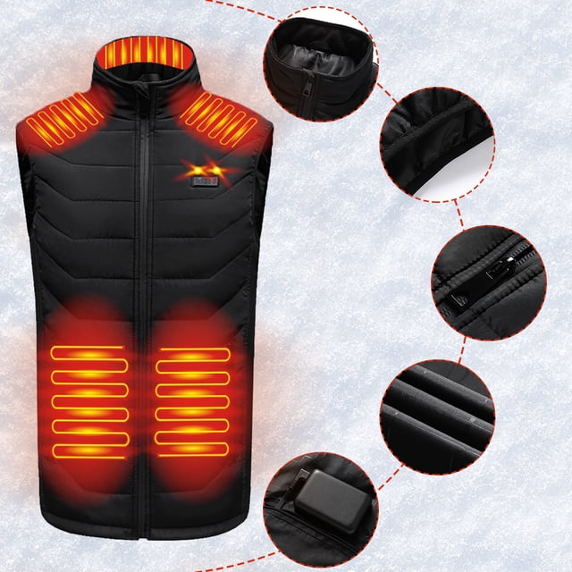 Chaleco para hombre con calefacción eléctrica y control dual, 11 áreas calentadas para invierno (7XL/8XL/9XL) Chaleco Térmico