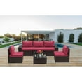 thumbnail image 5 of Gotland Outdoor Patio Furniture Set 6 Piece Sectional Rattan Sofa Set Rattan Wicker Patio Conversation Set with 5 Seat Cushions and 1 Tempered Glass Table,Red, 5 of 5