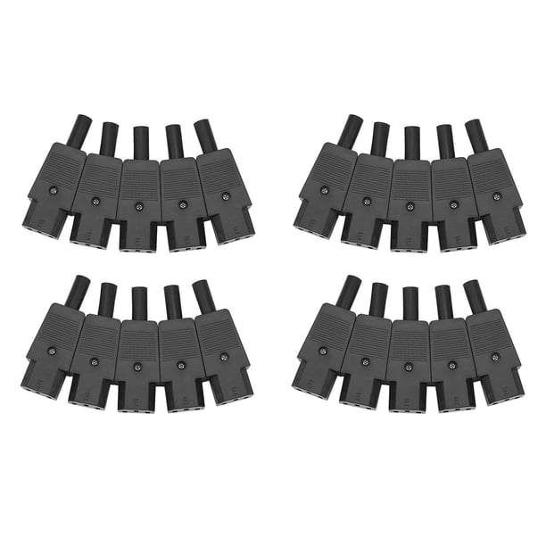 20 piezas Iec 320 C13 adaptador de enchufe hembra, conector recargable de cable de alimentación de 3 pines