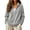 Gray #57, variant on Women Waffle Knit V Split Half Zip Turn Down Collar Sweatshirt Side Pocket Loose Casual Spring Fall Pullover XL
