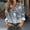 Gray, variant on Women's Christmas Snowflake Print Button-Down Blouse, Long Sleeve Gradient Loose Casual Shirt Top Gray 2XL