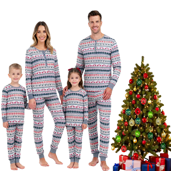 Tumao Family Christmas Pyjamas Set, Sleepwear Long Sleeve with Elk, PJs Xmas Festival Party Holiday Nightwear Dad Mom Adults