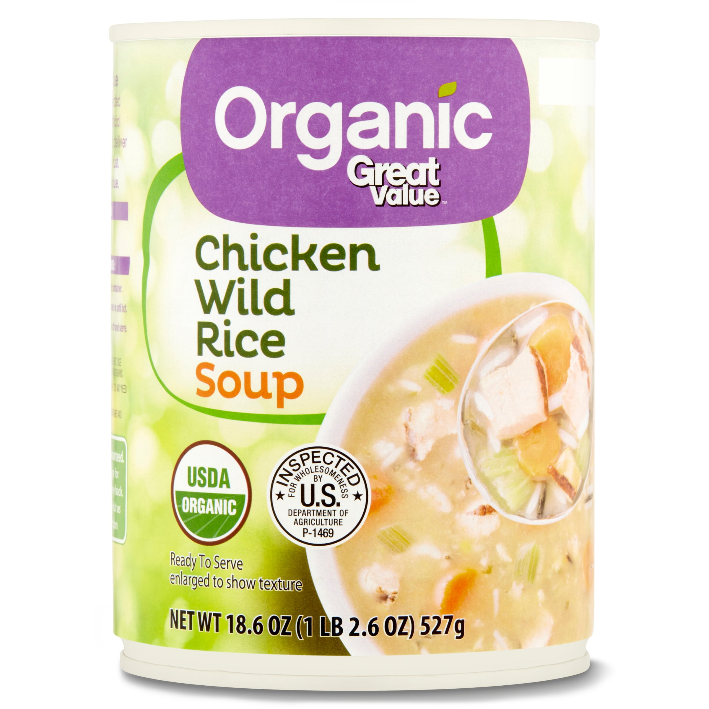 Great Value Organic Chicken Wild Rice Soup, 18.6 oz
