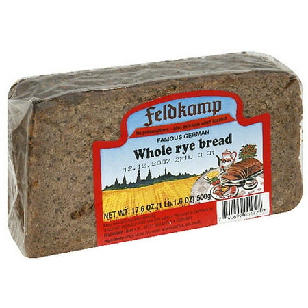 Feldkamp German Whole Rye Bread, 16.75 oz, (Pack of