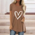 thumbnail image 4 of MESSIYO Tunic Tops Short Sleeve Tunic Tops long shirts for women for leggings tee shirts womens women blouses Fashion Casual Printed Round Neck Short Sleeve Front Long Back T Shirt Coffee 2XL, 4 of 4
