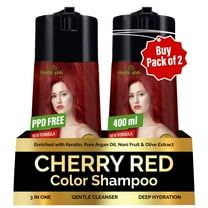 Herbishh Cherry Red PPD-Free Pack of 2 Hair Color Shampoo for Gray Hair, Hair Dye Shampoo 3 in 1, 100% Gray Coverage, Permanent Hair Color for Men & Women, Ammonia-free, 400 ml