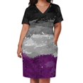 thumbnail image 3 of Vestido largo de noche para mujer con bolsillos sueltos y estampado de bandera del orgullo asexual con salpicaduras de pintura abstracta., 3 of 7