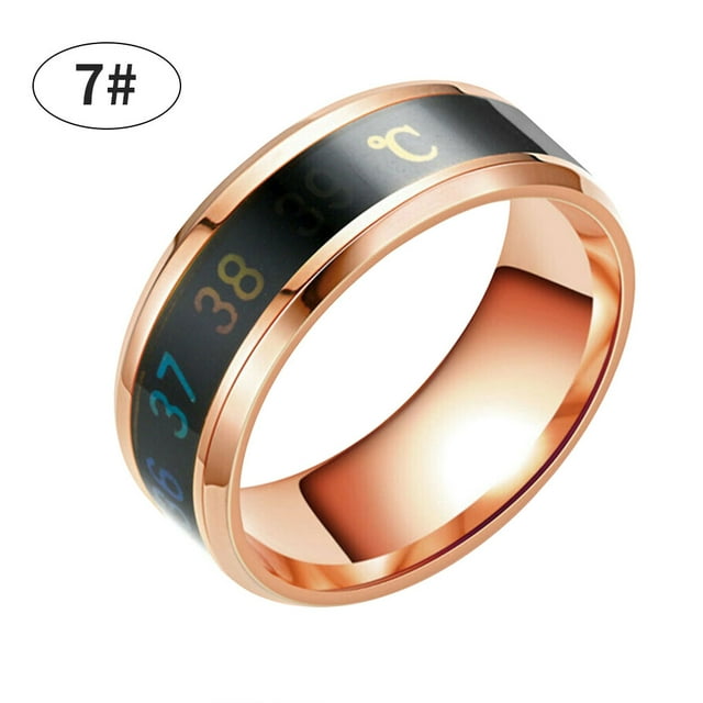 Maoww Temperature Ring Steel Emotion Mood Rings Couple Intelligent Sensitive Hand Jewelry, Size 7, Rose Gold