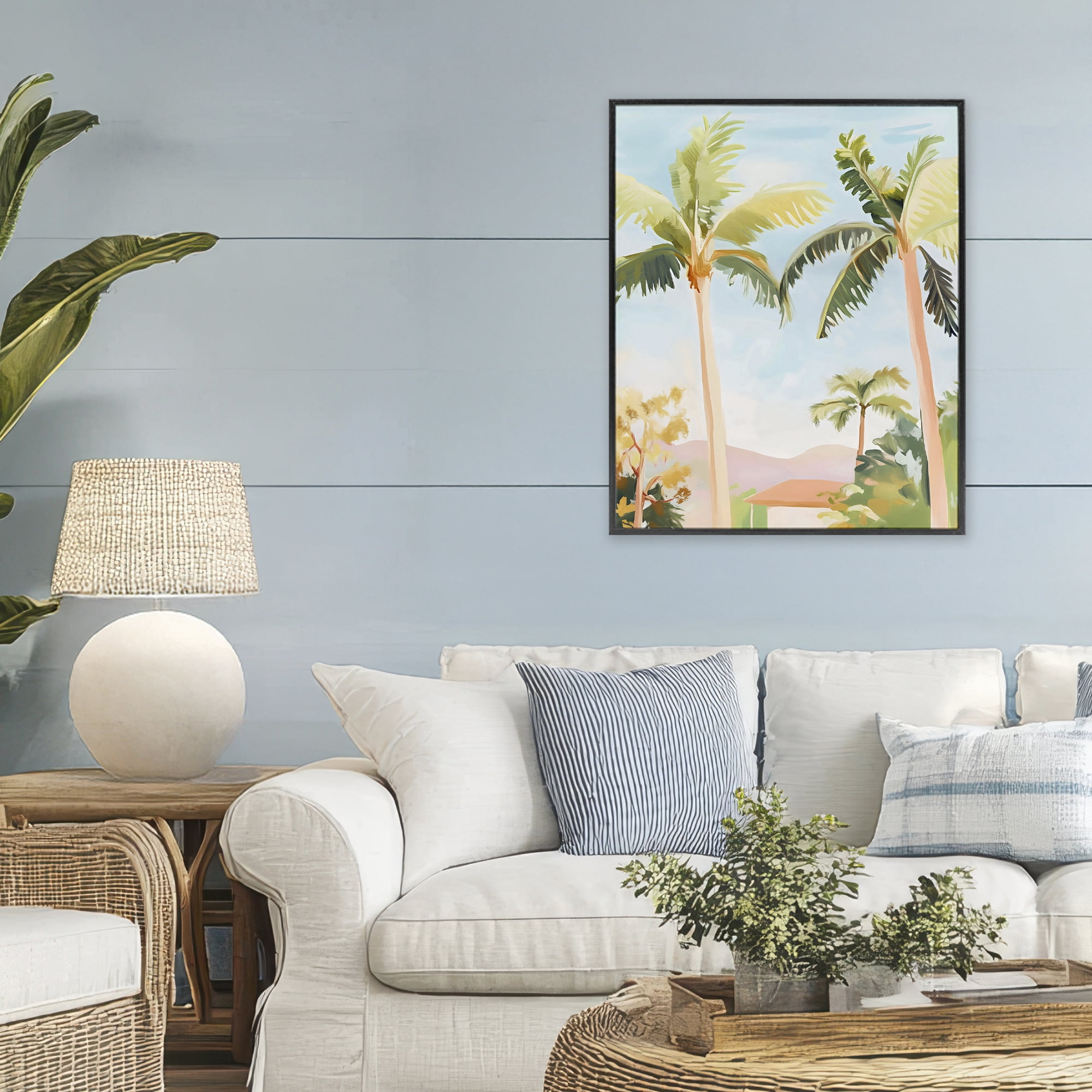 Stupell Industries Rising Above Tropical Palms Black Framed Giclee Art, design by The Prints Vibe