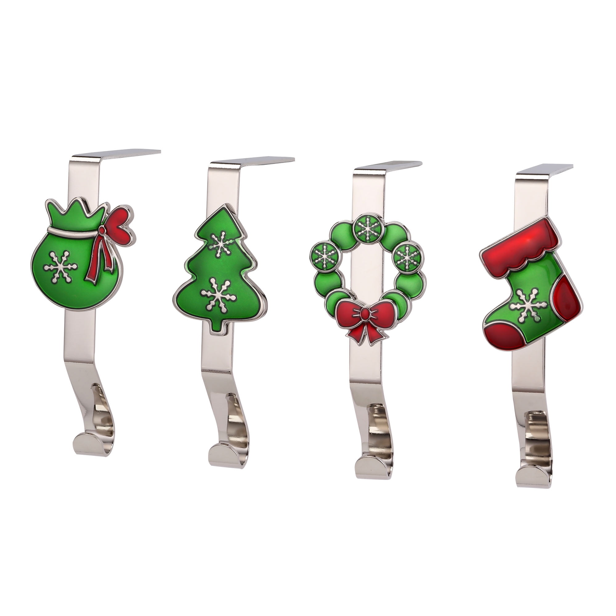 Christmas Stocking Holders for Mantle Set of 4, Xmas Mantel Hooks
