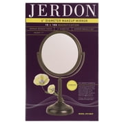 Jerdon Tabletop Makeup Mirror - 6 Mirror Frame - 10X Magnification & Swivel Design - Portable - Bronze Finish - Model JP910BZB