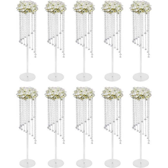 Miumaeov 10Pcs Flower Vases Wedding Centerpieces,Acrylic Vase Stands for Crystal Centerpiece Table Decorations,31.5inch Flowers Stand for Party Weddings Tables Decoration