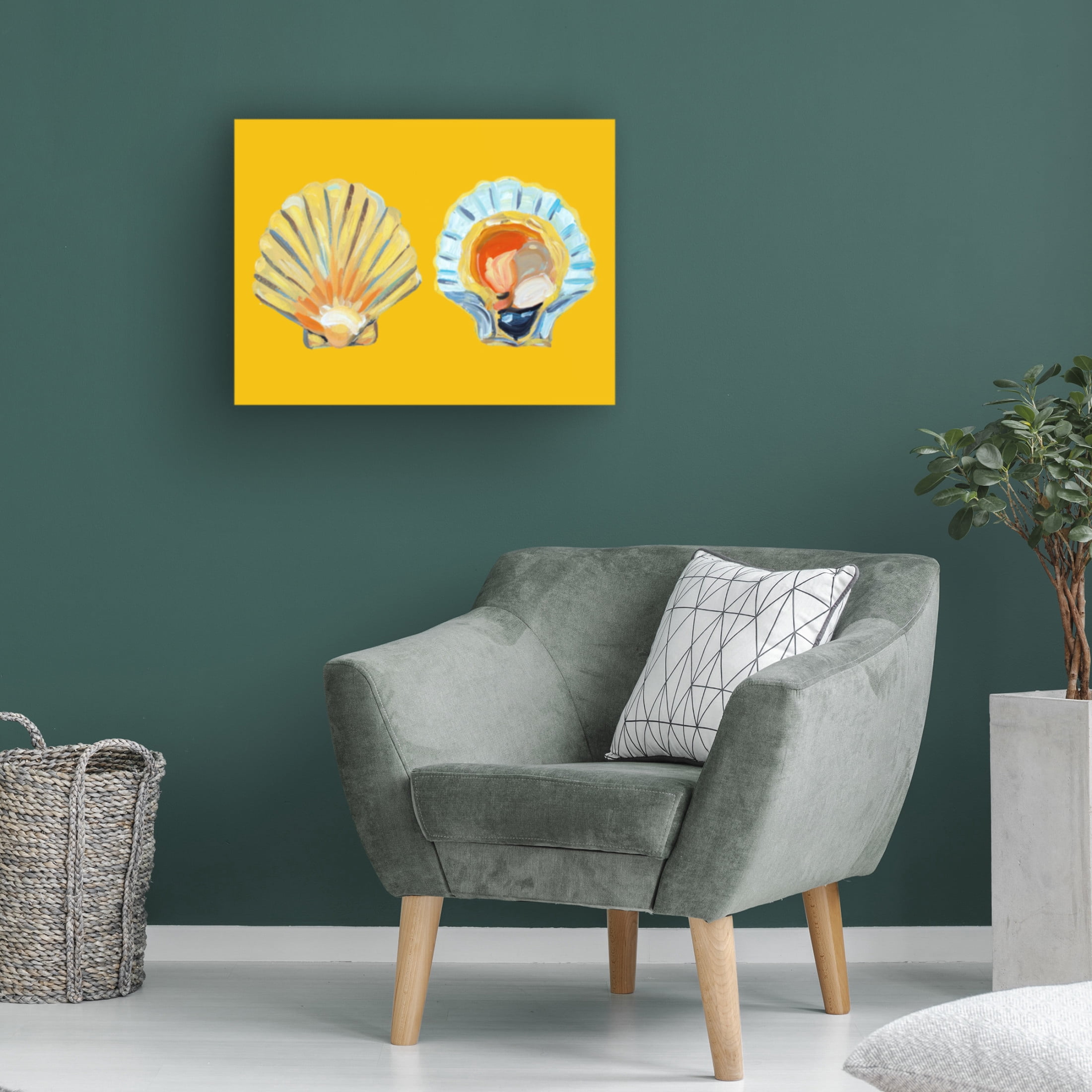 Trademark Fine Art Alice Straker   Scallops On Yellow Canvas Wall Art