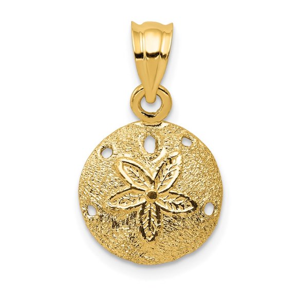 Auriga Fine Jewelry 14K Yellow Gold Polished Laser-Cut Sand Dollar Pendant for Women (L-20 mm,W-12 mm)