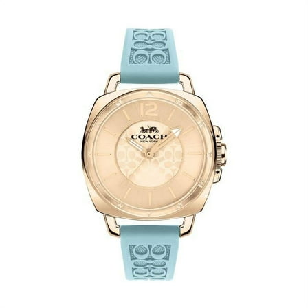 Coach 14503979 Carnation Gold Dial Teal Silicone Strap Boyfriend Women's Watch