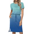 thumbnail image 1 of Puntoco Vestido Suelto Informal Con Cuello Redondo Y Manga Corta Con Estampado Floral Y Bolsillos Para Mujer, Vestido De Cuello Redondo Y Manga Corta, Azul Xxl,Regalos Para Mujer Joven, 1 of 7