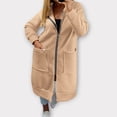 thumbnail image 2 of PNTUTB Fall Winter Women's Longline Coat Hooded Full Zip Outwear Soild Color Casual Loose Comfortable Trendy Coats with Pockets, 2 of 7