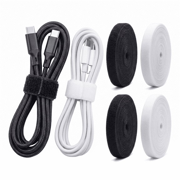 ROSEXIXI Sided Hook and Loop Straps 4 Pack 0.47in*9.8ft for Desk Office Home and Computer Accessories