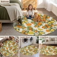 thumbnail image 5 of Orange Lemons Round Area Rug 8Ft Washable Large Circle Rugs for Living Room Dorm, Summer Botanical Farmhouse Vintage Art Rustic Non-Slip Carpet Floor Mats Indoor Outdoor Carpet Runner Home Decor, 5 of 8