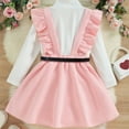 thumbnail image 5 of Godderr Kids Baby 2Pcs T-Shirt Dress Outfits for Girls Toddler Spring Autumn Long Sleeve Tops T-Shirt+ Ruffle Suspender Dress Clothes Set for 4-7Y, 5 of 8