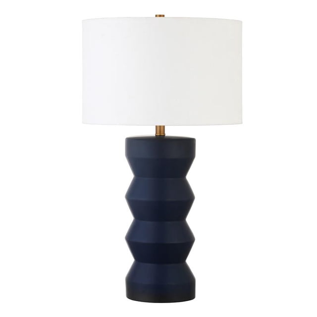 Henn&Hart 15" Matte Navy Ceramic/Fabric Table Lamp