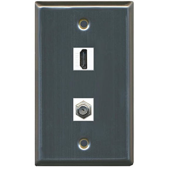 RiteAV (1 Gang Flat HDMI Coax Wall Plate Stainless Steel