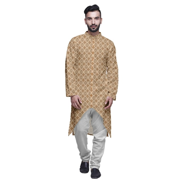 Atasi Cotton Slub Printed Fashion For Men Asymmetric Button Down Kurta For Men