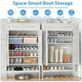 thumbnail image 2 of BTY Wooden Shoe Cabinet with 2 Top Drawers & Barn Door, Sturdy Entryway Shoe Rack Organizer for Hallway Bedroom Closet Living Room White, 2 of 7