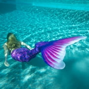 Fin Fun Mermaidens - Mermaid Swimming Tail with Monofin for Kids, Kids 8 Size, Asian Magenta, 2 Pcs