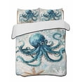 thumbnail image 2 of Coastal Octopus Twin XL Size Down Alternative Comforter, Lightweight Comforter Quilt Bedding Set with Pillow Shams Nautical Botanical Starfish All Seasons Bed Comforter Duvet Insert 68"x98", 2 of 7