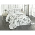 thumbnail image 3 of Ambesonne Grey Quilted Bedspread Set 3 Pcs, Retro Royal Vintage, King Size, Grey, 3 of 5