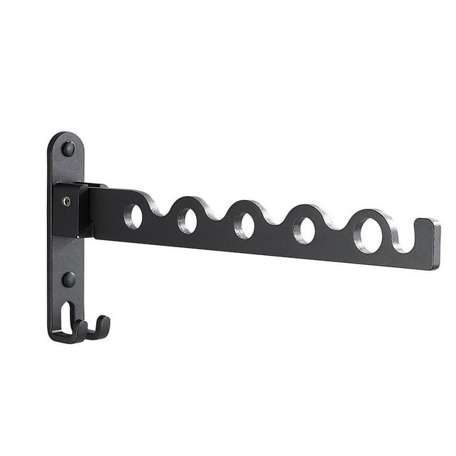 Perchero plegable para ropa, tendedero para ropa, soporte plegable para percha, organizador de armario, montado en la pared, negro mate