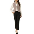 thumbnail image 2 of INSPIRE CHIC Gilet pour Femme à Revers Cranté Col en V Simple Boutonnage Vintage à Carreaux TP Rose, 2 of 6